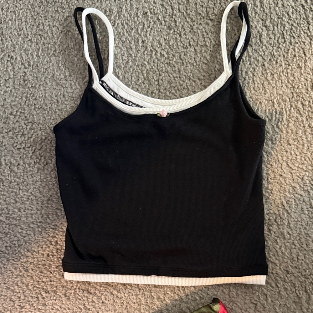 PacSun Black & White Cropped Tank Top